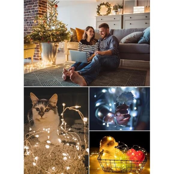 33ft 100 LED Color Changing Fairy Lights - USB Silver Wire w/ Remote & Timer - Picture 5 of 7